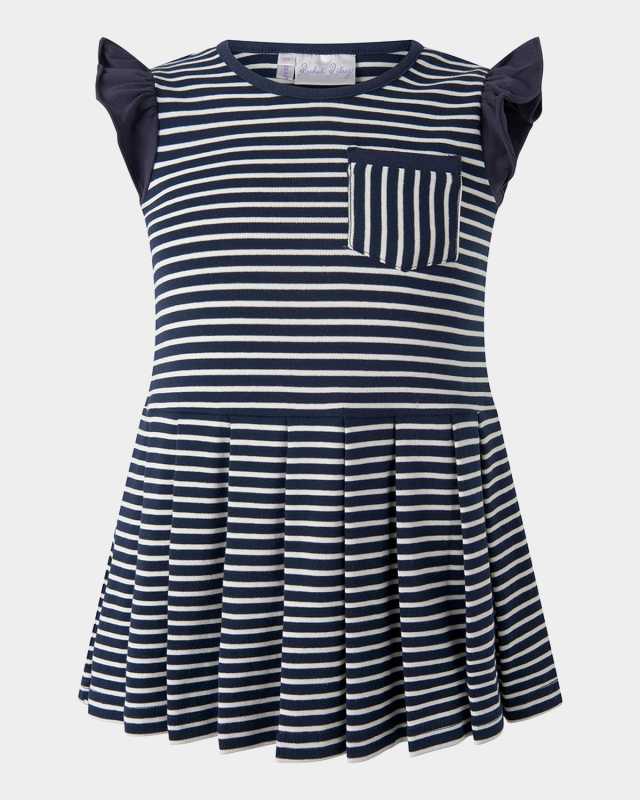 Girl's Breton Striped Tennis Dress, Size 6M-